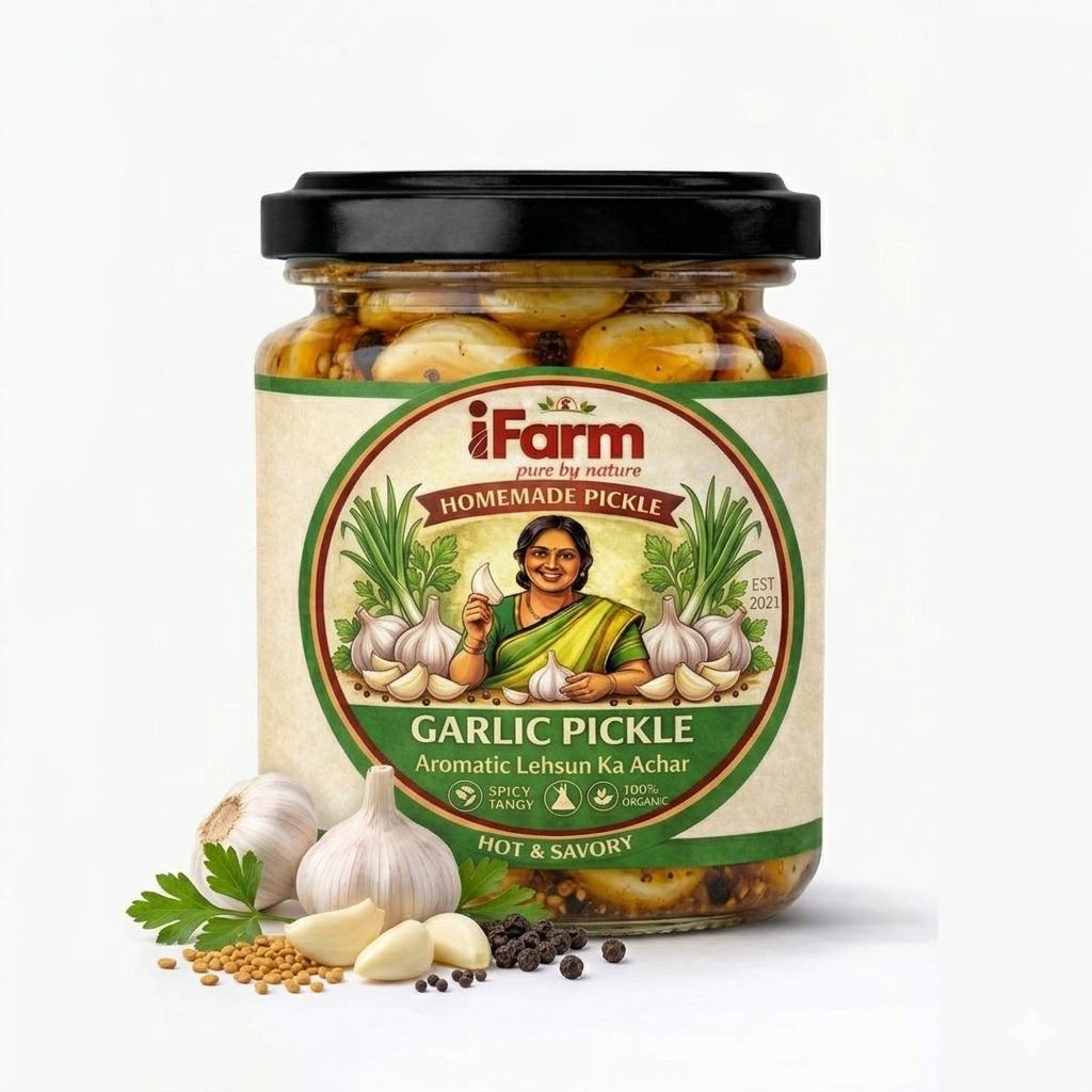 iFarm Homemade Garlic Pickle – Traditional Lahsun Achar 200G