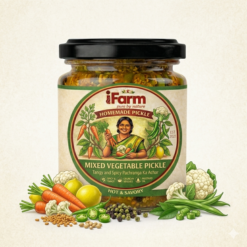iFarm Homemade Mixed Vegetable Pickle – Mixed Veg Achar 200G