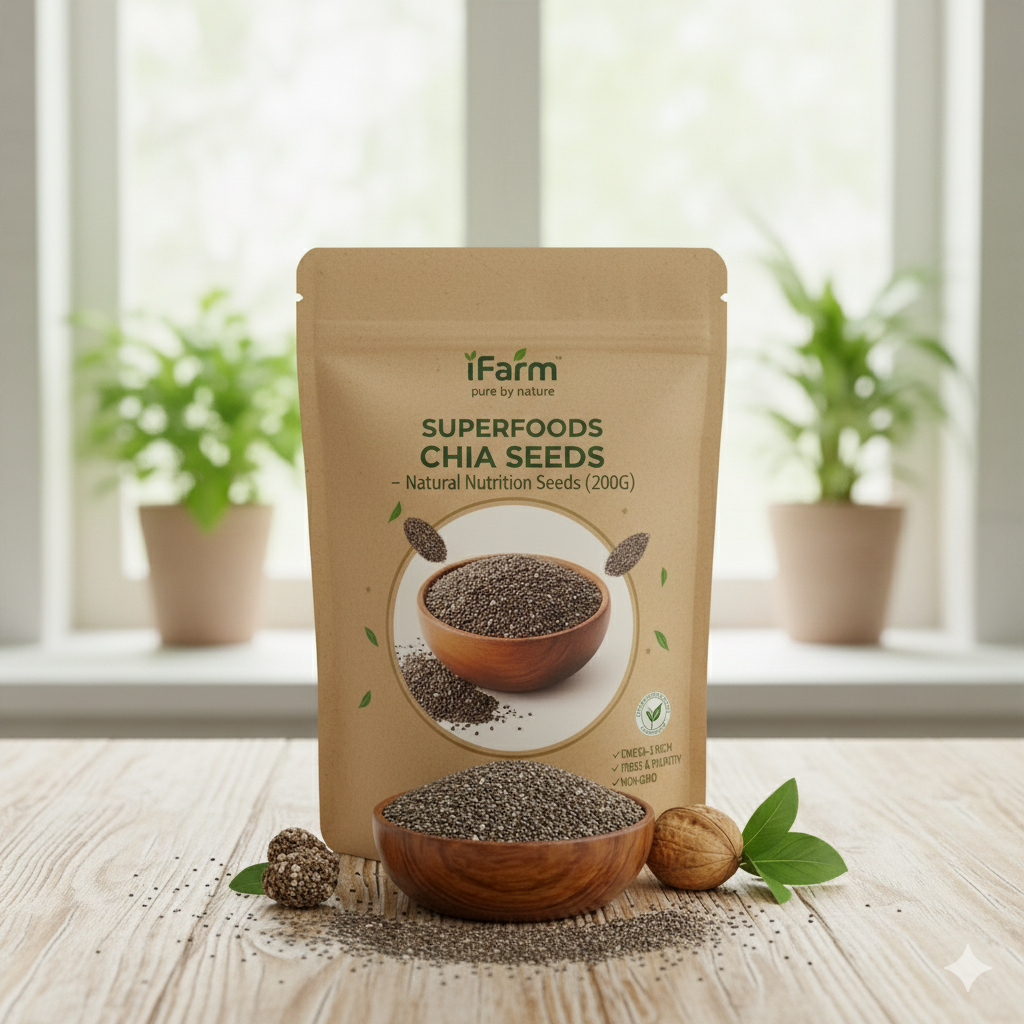 iFarm Superfoods Chia Seeds – Natural Nutrition Seeds 200G