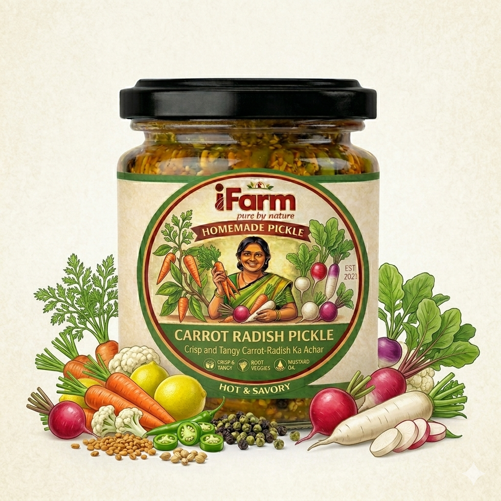 iFarm Homemade Carrot Radish Pickle – Gajar Mooli Achar 200G