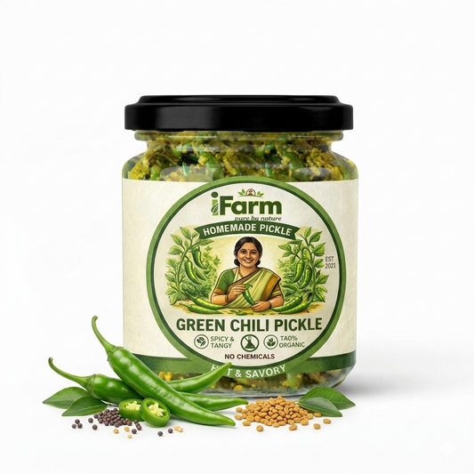 iFarm Homemade Green Chilli Pickle – Hari Mirch Achar 200G